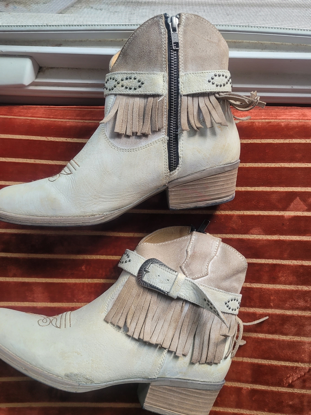 Fringed Booties Genuine Leather - Picture 2 of 8
